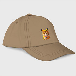Бейсболка Рыжий котёнок покемон - нейроарт, цвет: миндальный