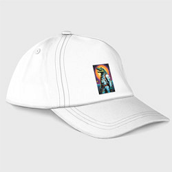 Бейсболка Крокодил бравый космонавт - нейроарт, цвет: белый