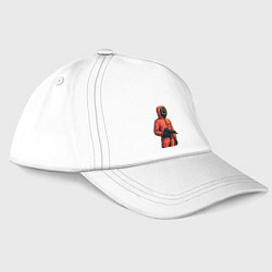Бейсболка Игра в кальмара - страж с пулеметом, цвет: белый