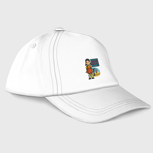Бейсболка Пиксельная кукла - Игра в кальмара / Белый – фото 3
