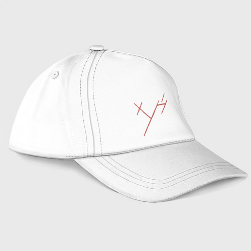 Бейсболка Три буквы: красные / Белый – фото 3