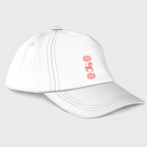 Бейсболка Лошадка, пиксельная вышивка / Белый – фото 3