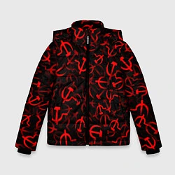Куртка зимняя для мальчика Серп и молот 2, цвет: 3D-черный