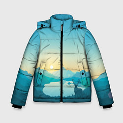 Куртка зимняя для мальчика Олень у озера, цвет: 3D-черный