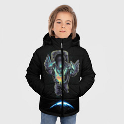 Куртка зимняя для мальчика Космическая бабочка, цвет: 3D-черный — фото 2