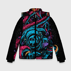 Куртка зимняя для мальчика Космический осьминог, цвет: 3D-черный