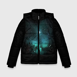 Куртка зимняя для мальчика Взгляд на звезды, цвет: 3D-черный