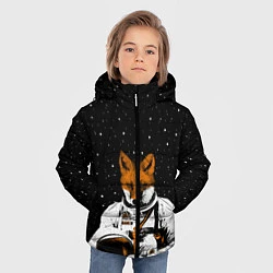 Куртка зимняя для мальчика Лис космонавт, цвет: 3D-черный — фото 2