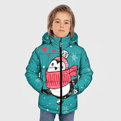 Куртка зимняя для мальчика Пингвинчик на коньках, цвет: 3D-светло-серый — фото 2