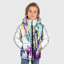 Куртка зимняя для мальчика Акварельные слоны, цвет: 3D-светло-серый — фото 2