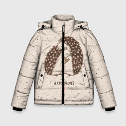 Куртка зимняя для мальчика Влюбленные ежики, цвет: 3D-черный