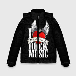 Куртка зимняя для мальчика I Love Rock Music, цвет: 3D-черный