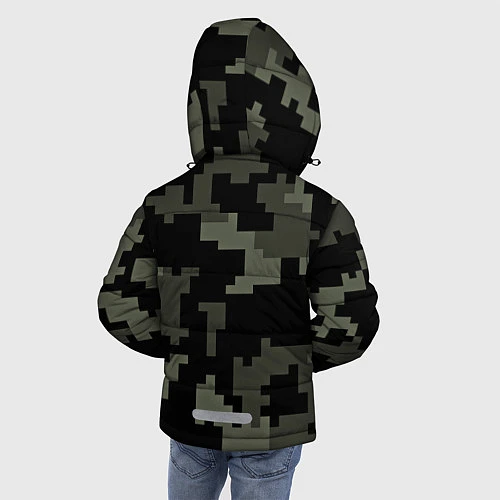 Зимняя куртка для мальчика Камуфляж пиксельный: черный/серый / 3D-Светло-серый – фото 4