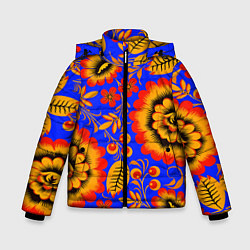 Куртка зимняя для мальчика Хохломской узор, цвет: 3D-черный