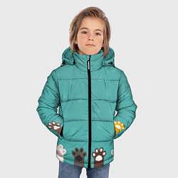 Куртка зимняя для мальчика Лапки котеек, цвет: 3D-черный — фото 2