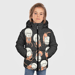Куртка зимняя для мальчика Космические котики, цвет: 3D-светло-серый — фото 2