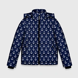 Куртка зимняя для мальчика Морские якоря, цвет: 3D-черный
