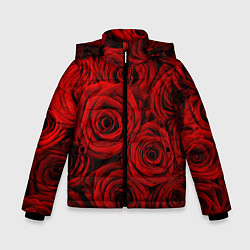 Куртка зимняя для мальчика Красные розы, цвет: 3D-светло-серый