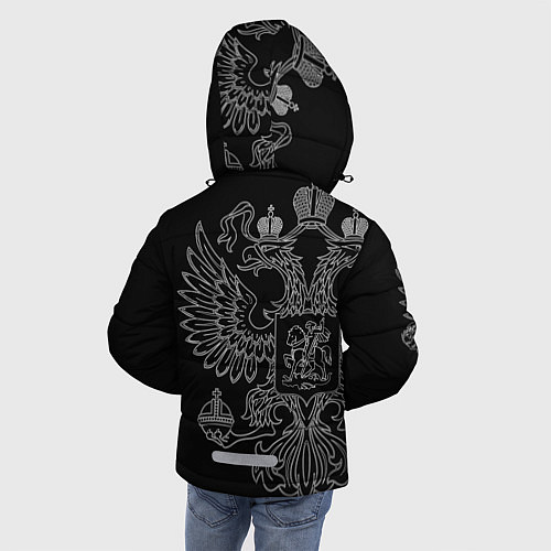 Зимняя куртка для мальчика РВиА: герб РФ / 3D-Светло-серый – фото 4