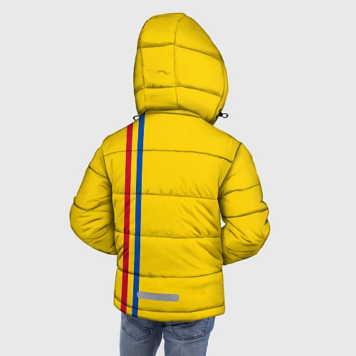 Зимняя куртка для мальчика Молдавия: лента с гербом / 3D-Светло-серый – фото 4