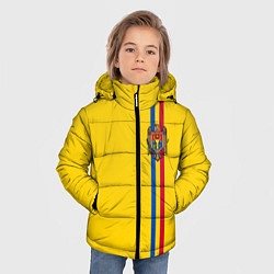 Куртка зимняя для мальчика Молдавия: лента с гербом, цвет: 3D-красный — фото 2