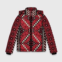 Зимняя куртка для мальчика Славянский орнамент: красный