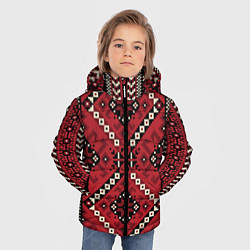 Куртка зимняя для мальчика Славянский орнамент: красный, цвет: 3D-черный — фото 2