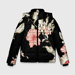 Куртка зимняя для мальчика Цветок во мраке, цвет: 3D-черный