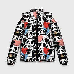 Куртка зимняя для мальчика Funny Pandas, цвет: 3D-черный