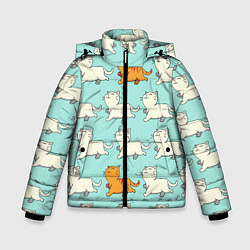 Куртка зимняя для мальчика Облачные котейки, цвет: 3D-черный