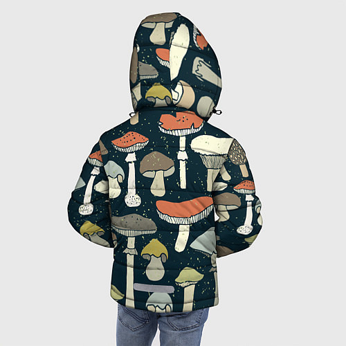 Зимняя куртка для мальчика Грибной лес / 3D-Светло-серый – фото 4