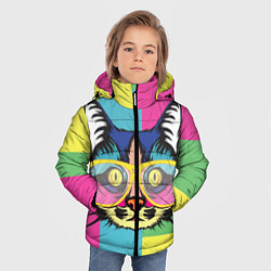 Куртка зимняя для мальчика Поп-арт котик, цвет: 3D-черный — фото 2