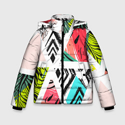 Куртка зимняя для мальчика Тропическое ассорти, цвет: 3D-светло-серый