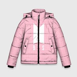Куртка зимняя для мальчика BTS: Pink Grid, цвет: 3D-черный