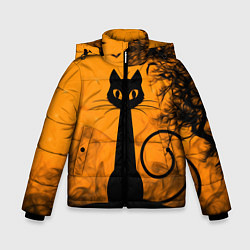 Куртка зимняя для мальчика Halloween Cat, цвет: 3D-черный