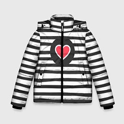 Куртка зимняя для мальчика Сердце в полоску, цвет: 3D-светло-серый