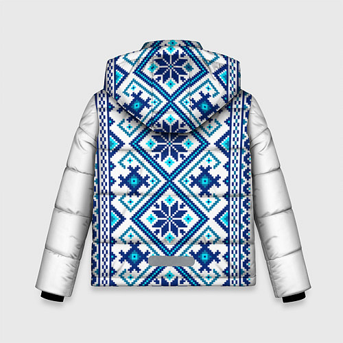 Зимняя куртка для мальчика Орнамент Руси: синий / 3D-Красный – фото 2