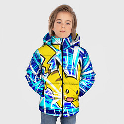Куртка зимняя для мальчика Пикачу бежит с молниями, цвет: 3D-светло-серый — фото 2