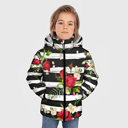 Куртка зимняя для мальчика Розы и орхидеи, цвет: 3D-черный — фото 2