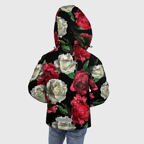 Зимняя куртка для мальчика Красные и белые розы / 3D-Светло-серый – фото 4
