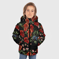 Куртка зимняя для мальчика Цветущие маки, цвет: 3D-черный — фото 2