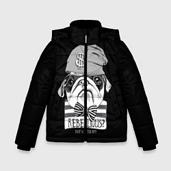 Куртка зимняя для мальчика Мопс бандит, цвет: 3D-черный