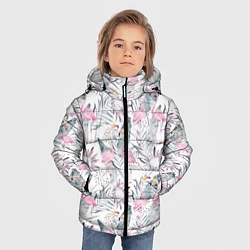 Куртка зимняя для мальчика Тропические фламинго, цвет: 3D-черный — фото 2