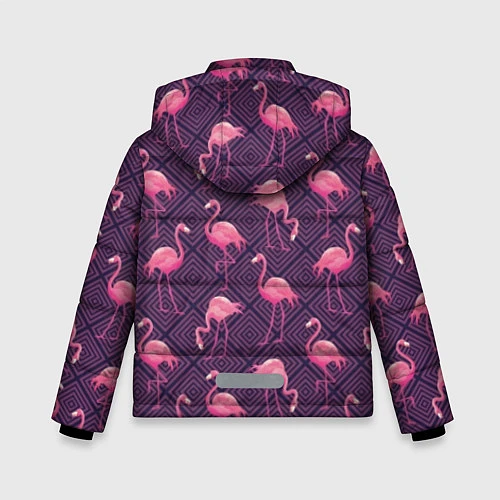 Зимняя куртка для мальчика Фиолетовые фламинго / 3D-Красный – фото 2