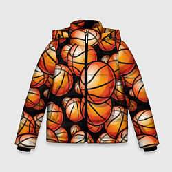 Куртка зимняя для мальчика Баскетбольные яркие мячи, цвет: 3D-черный