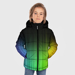 Куртка зимняя для мальчика Неоновые полосы - Минимализм, цвет: 3D-светло-серый — фото 2