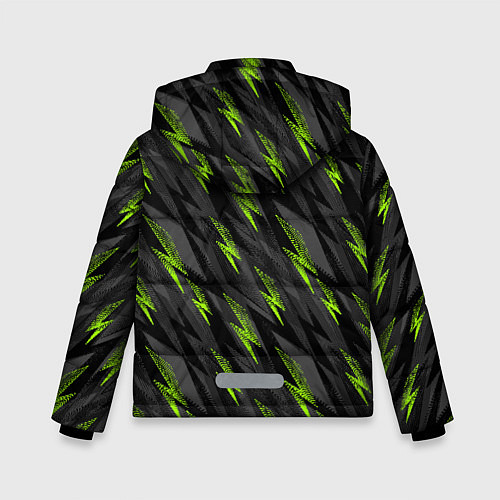 Зимняя куртка для мальчика Зеленые молнии паттерн / 3D-Красный – фото 2