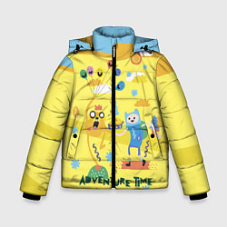 Куртка зимняя для мальчика Время приключений, цвет: 3D-черный