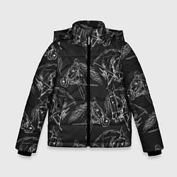 Куртка зимняя для мальчика Кони, цвет: 3D-черный
