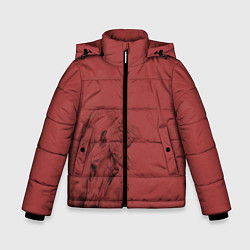 Зимняя куртка для мальчика Конь на красном фоне